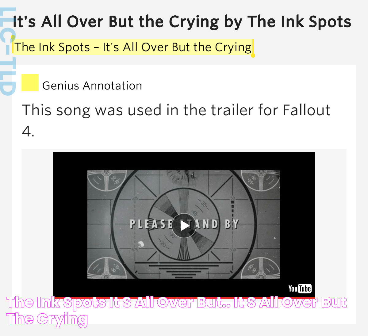 The Significance Of "It's All Over But The Crying Ink Spots" In Music History